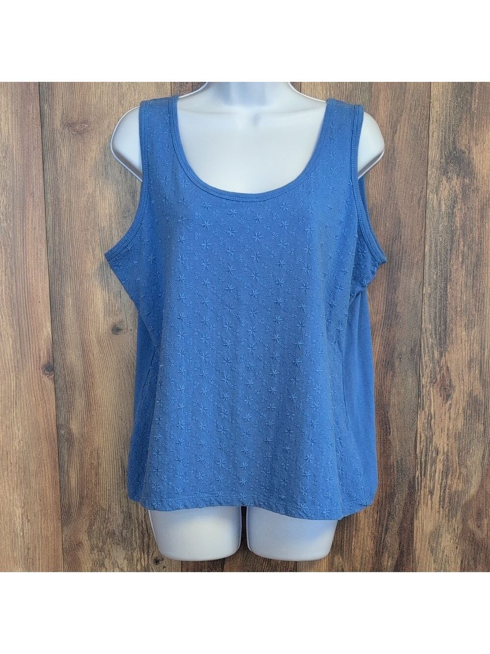 St. John's Bay Blue Textured Tank Top XL C358